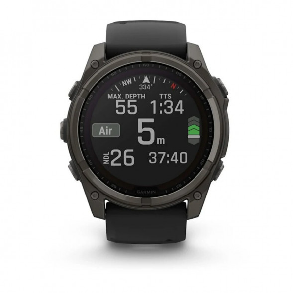 Умные часы Garmin Fenix 8, 51 мм, Solar, Sapphire Carbon Gray DLC Titanium with Black/Pebble Gray Silicone 010-02907-10 в Благовещенске