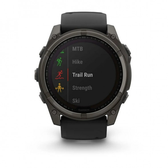 Умные часы Garmin Fenix 8, 51 мм, Solar, Sapphire Carbon Gray DLC Titanium with Black/Pebble Gray Silicone 010-02907-10 в Благовещенске