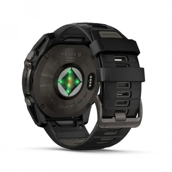 Умные часы Garmin Fenix 8, 51 мм, Solar, Sapphire Carbon Gray DLC Titanium with Black/Pebble Gray Silicone 010-02907-10 в Благовещенске