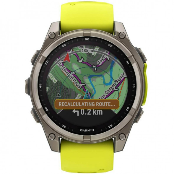 Умные часы Garmin Fenix 8, 51 мм, Solar, Sapphire Titanium with AMP Yellow/Graphite Silicone Band 010-02907-20 в Благовещенске