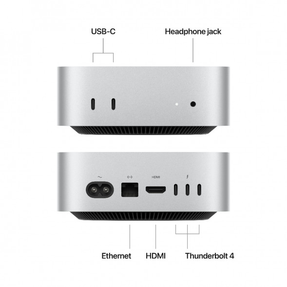 Компьютер Apple Mac mini M4 2024 (MU9E3) (10 Core GPU, 16ГБ, 512ГБ SSD, Apple, macOS), серебристый в Благовещенске